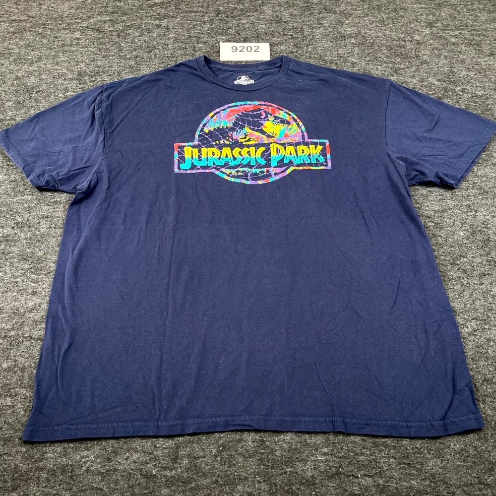Jurassic Park T Shirt Mens 2XL Navy Blue Tropical Tree‎ Graphic Cotton Crew Neck